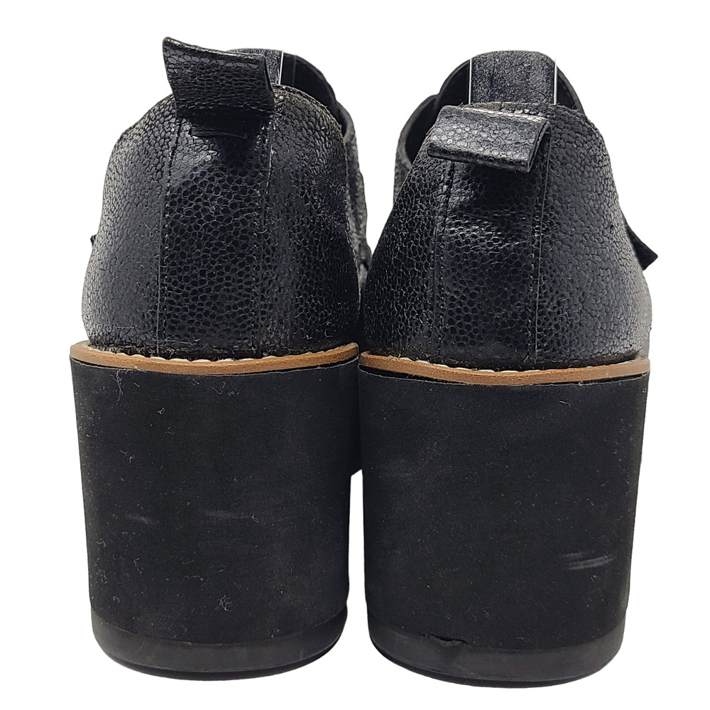 EILEEN FISHER Zola Black Pebbled Leather Platform Wedge Oxford Women's 9 - Picture 7 of 13
